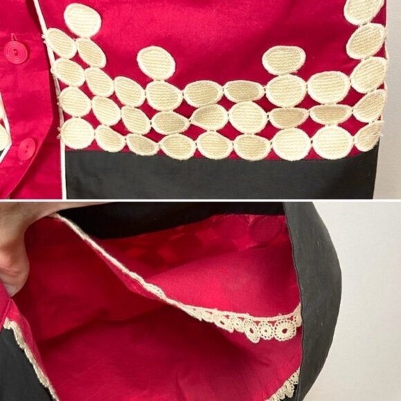 Anthropologie Floreat Sweet As Pie Dot Dress Pink Size 4 Dot Applique Mini‎ Boho - Picture 6 of 7